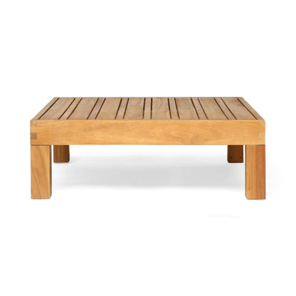 Oana 3-Piece Loveseat Set Coffee Table in acacia wood, slatted top, HouseOfZazla on Tampa Home & Garden Store