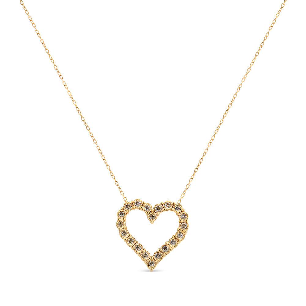 Heart pendant necklace champagne stones on 10K yellow gold flashed chain 18-inch by Bids.com on Tampa Home & Garden Store