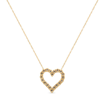 Heart pendant necklace champagne stones on 10K yellow gold flashed chain 18-inch by Bids.com on Tampa Home & Garden Store