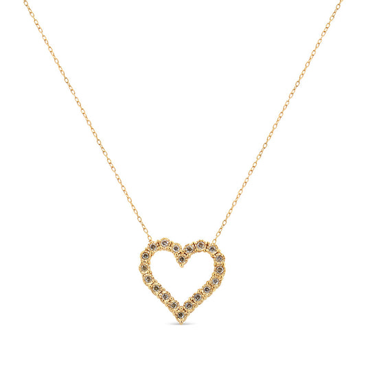 Heart pendant necklace champagne stones on 10K yellow gold flashed chain 18-inch by Bids.com on Tampa Home & Garden Store