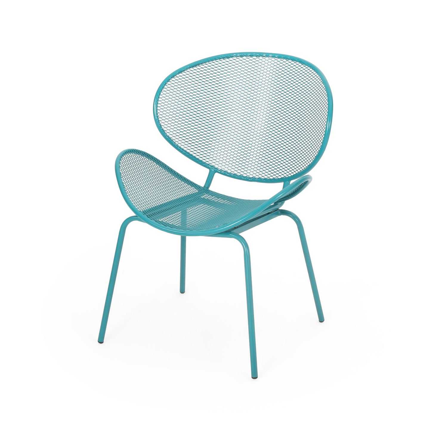 Elba Contemporary Outdoor Armless Chairs set teal metal mesh, 2-pack on Tampa Home & Garden Store