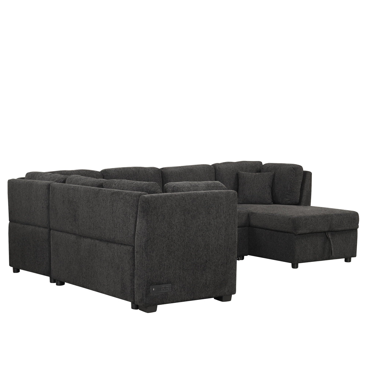 HouseOfZazla U-shaped sleeper sectional in gray fabric with storage chaise and USB ports on Tampa Home & Garden Store