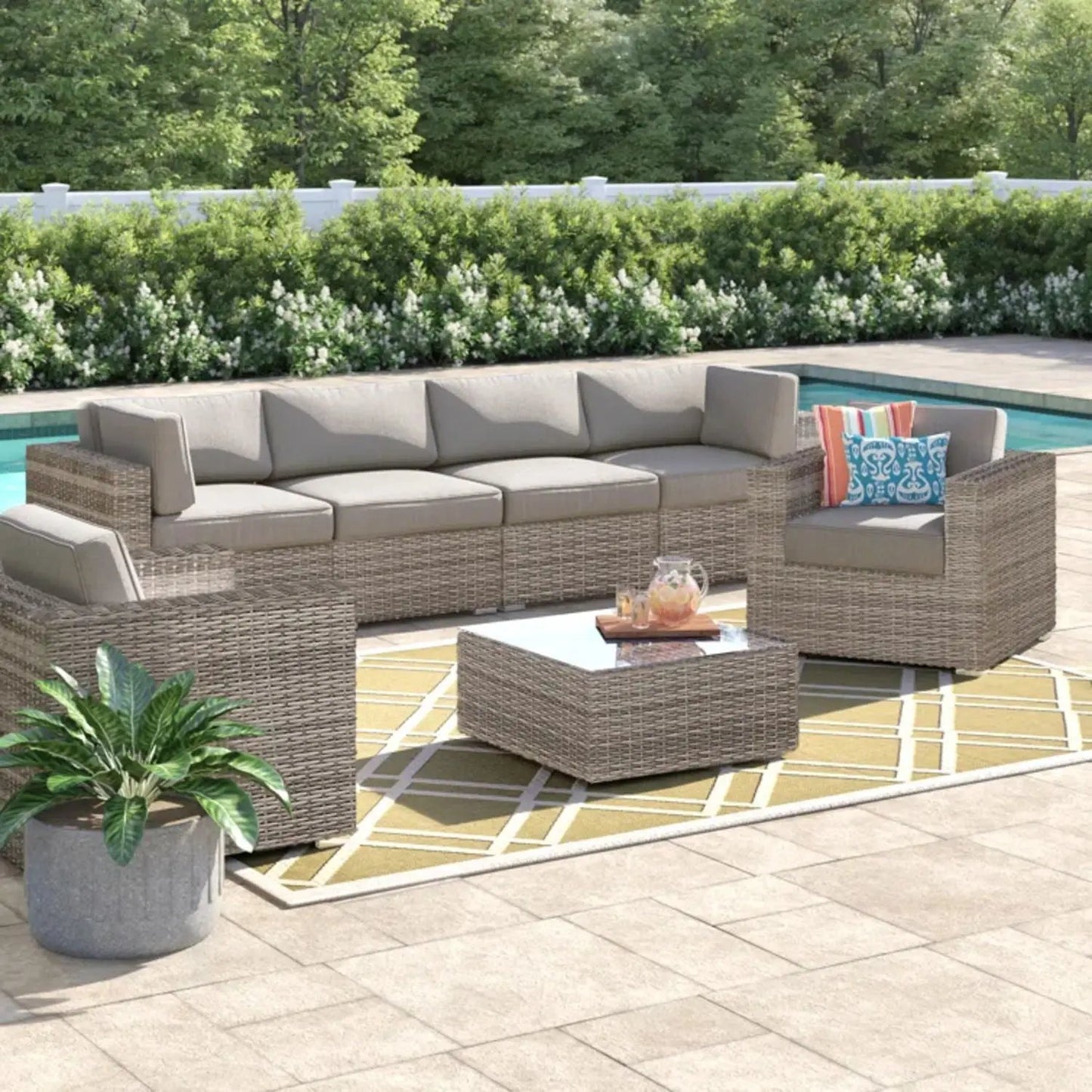 Stylish Entertainment Sectional Set, 3-piece wicker with cushions by Unique Piece Furniture on Tampa Home & Garden Store