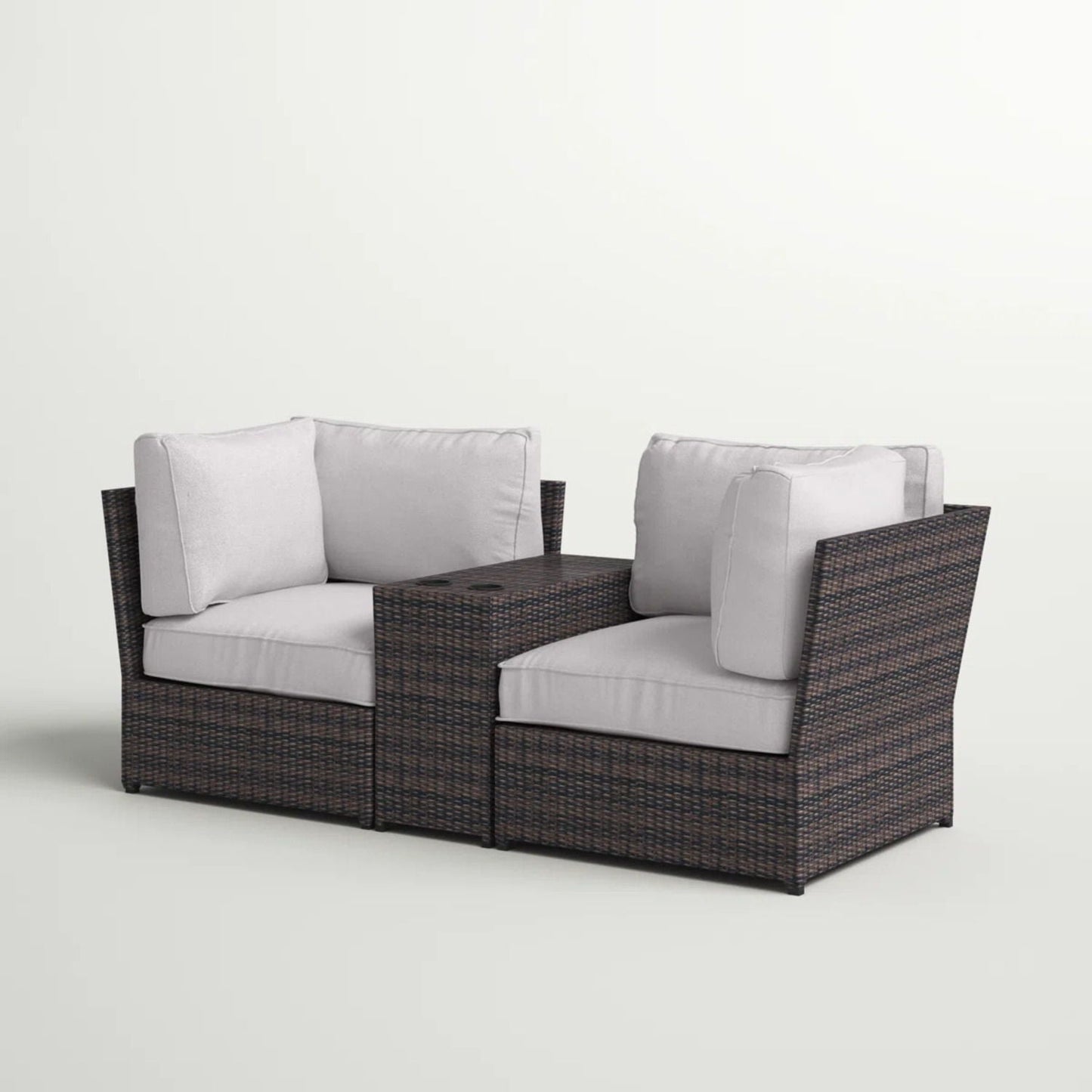 Outdoor Wicker Loveseat Set and Side Table