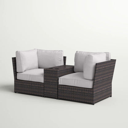 Outdoor Wicker Loveseat Set and Side Table