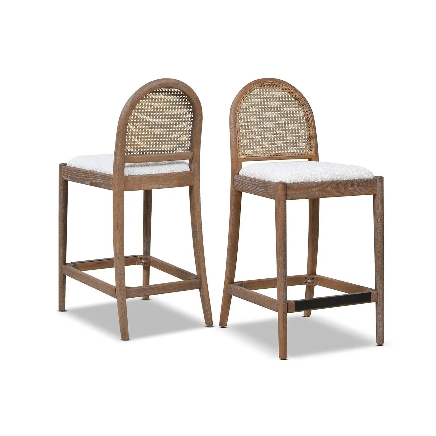 Panama Curved Back Cane Counter Stools Set of 2