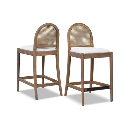Panama Curved Back Cane Counter Stools Set of 2