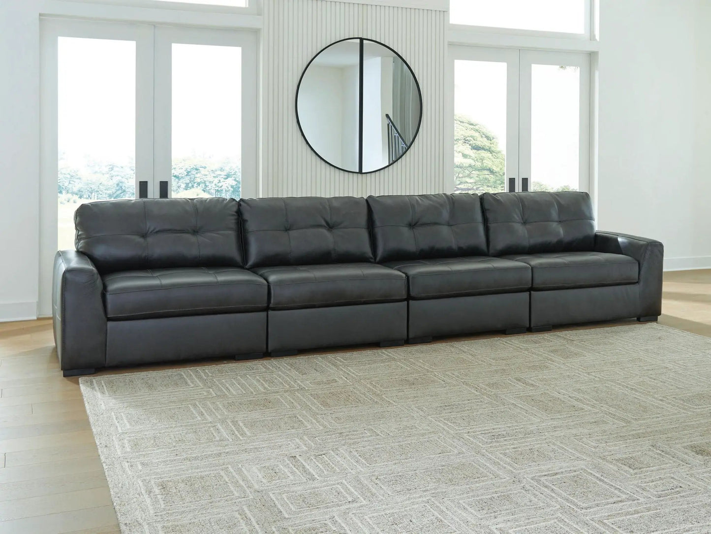 Brindley Pier Leather Sectional Sofa Tufted