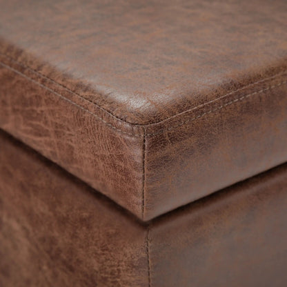 Avalon Storage Ottoman Bench leather brown upholstery close-up Unique Piece Furniture on Tampa Home & Garden Store