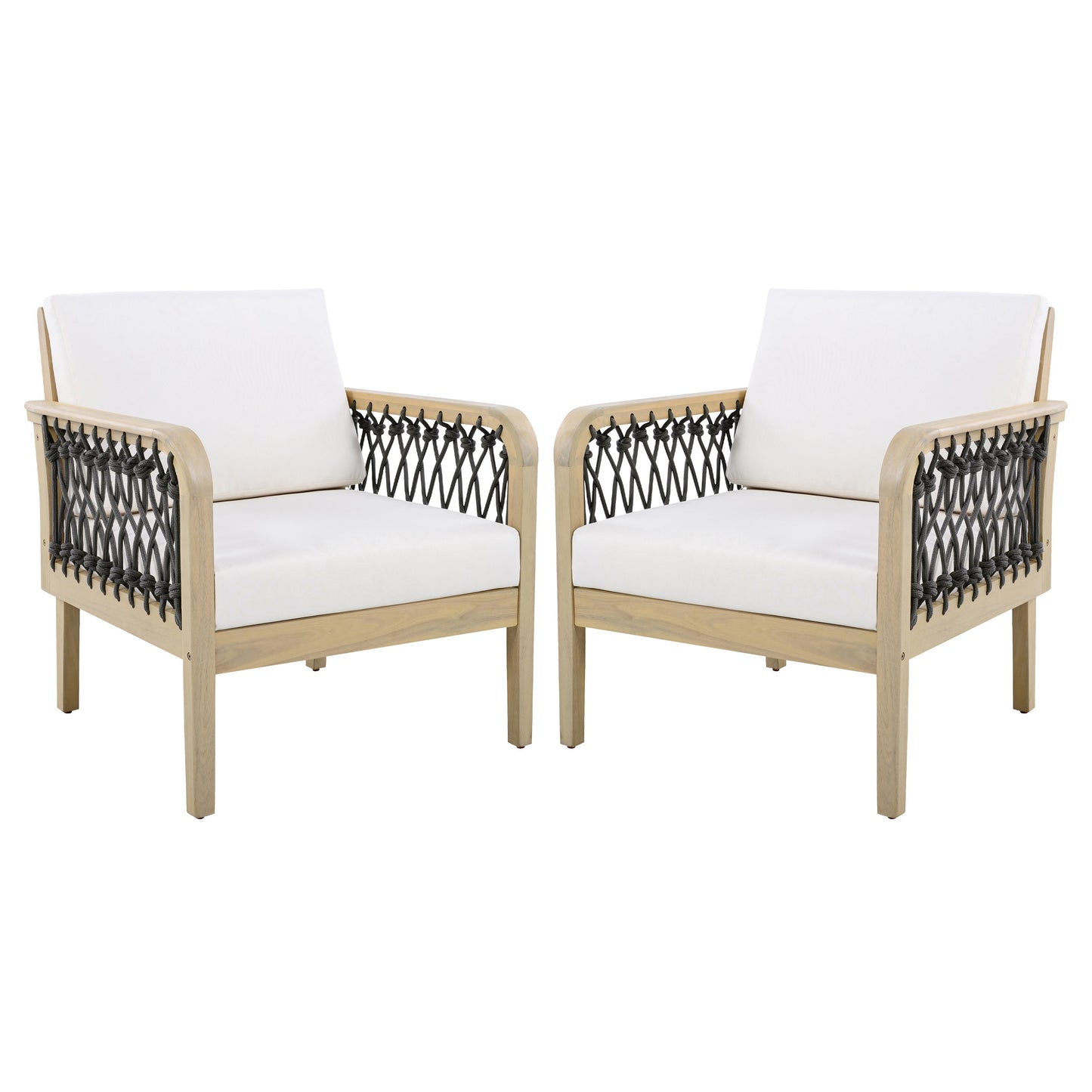 Outdoor Acacia Wood Club Chairs and Rope