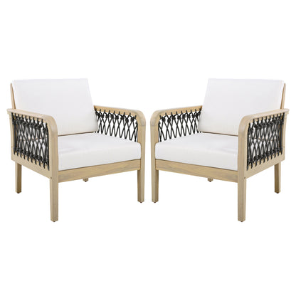 Outdoor Acacia Wood Club Chairs and Rope