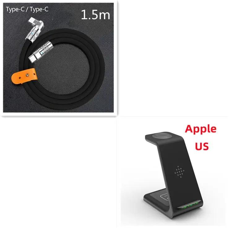 Two items: 3-in-1 fast charging station with wireless stand and 1.5m Type-C cable, Apple US dock on Tampa Home & Garden Store