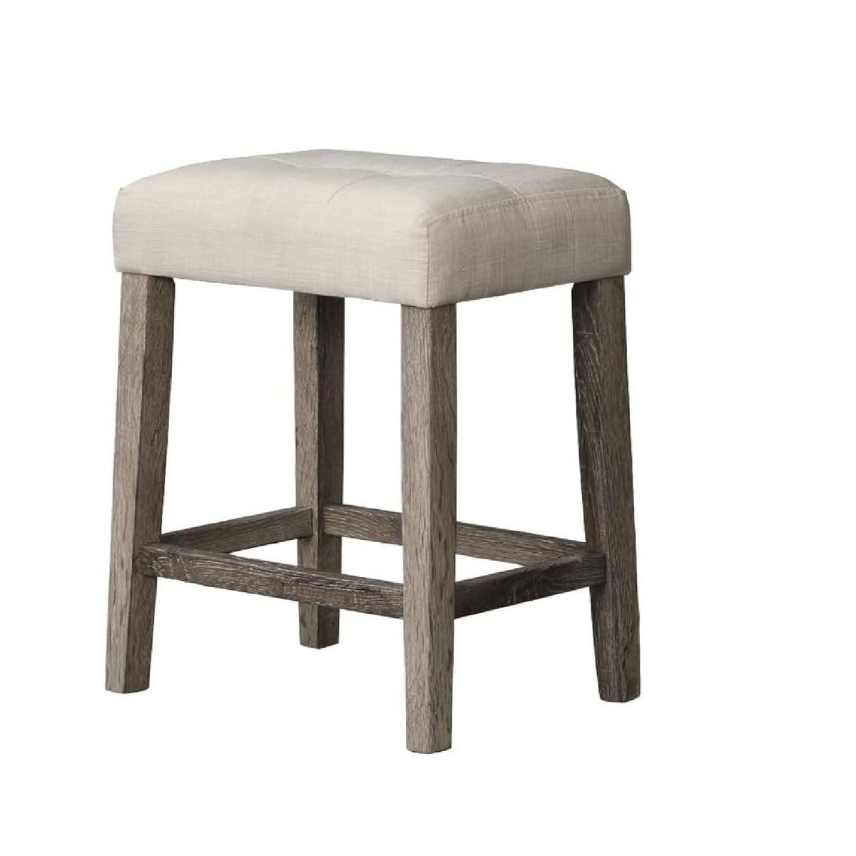 Transitional backless counter stool beige upholstered cushion on wood legs HouseOfZazla on Tampa Home & Garden Store