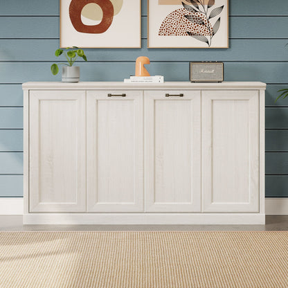 Twin size horizontal Murphy bed in rustic white with dual pistons, space-saving wall bed on Tampa Home & Garden Store