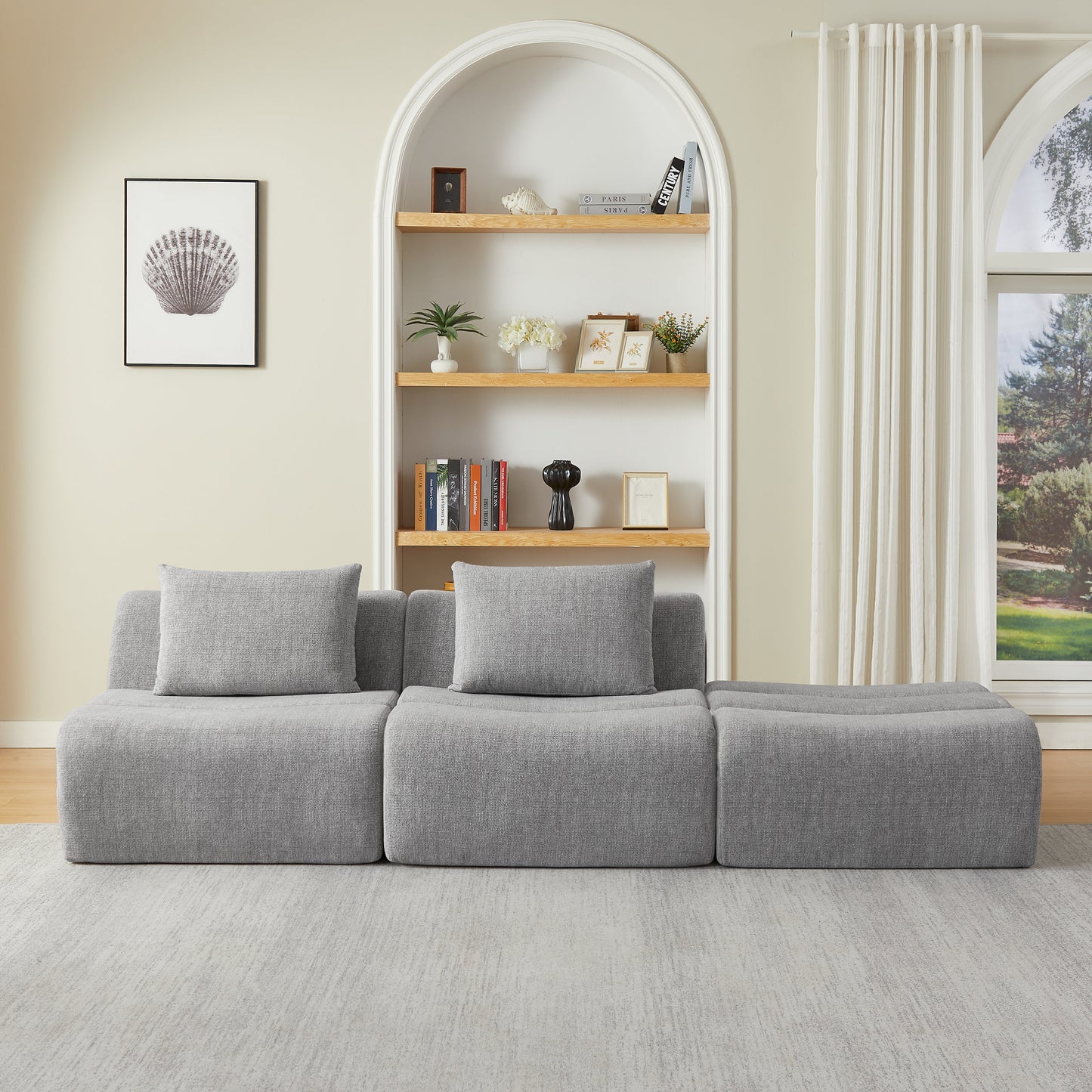 Oversized 3-Seater Compressed Sofa and Chenille