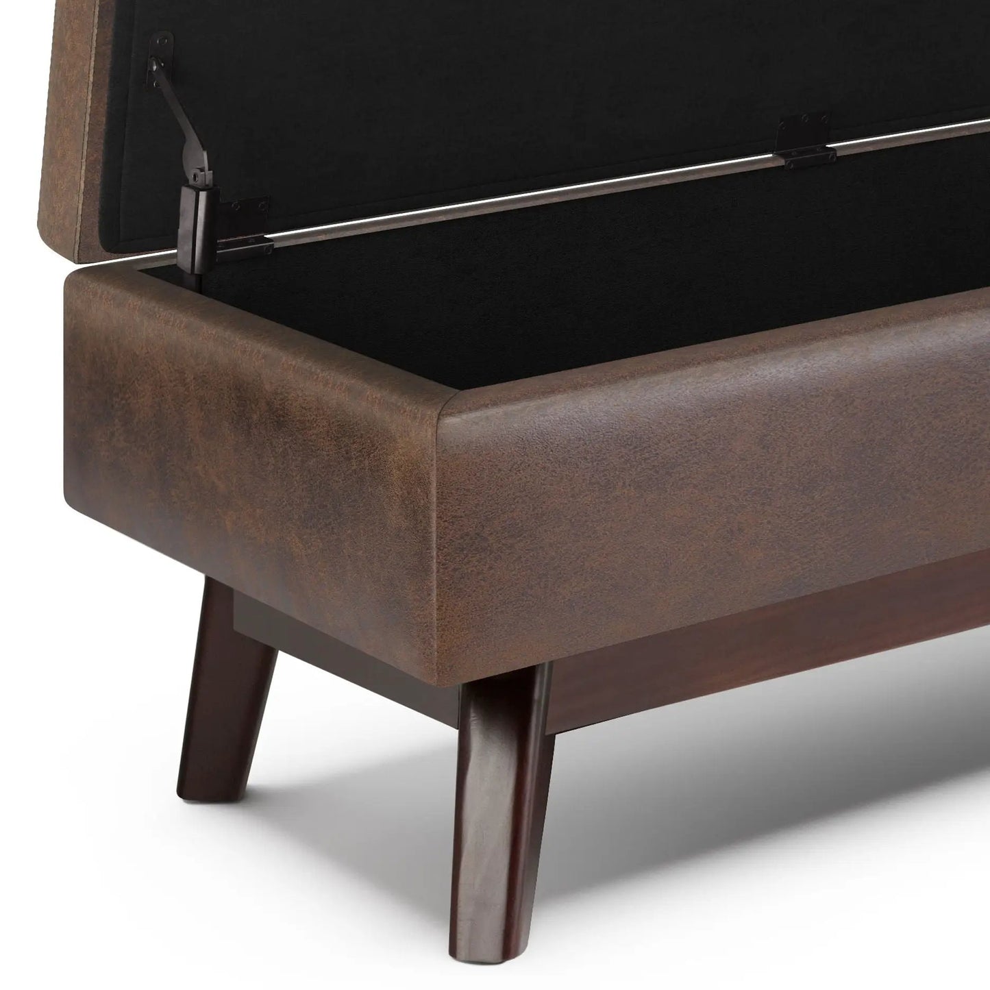 Owen Storage Ottoman brown leatherette by Unique Piece Furniture with metal hinges on Tampa Home & Garden Store
