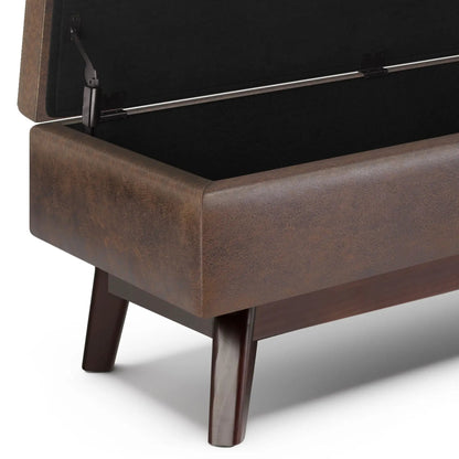 Owen Storage Ottoman brown leatherette by Unique Piece Furniture with metal hinges on Tampa Home & Garden Store