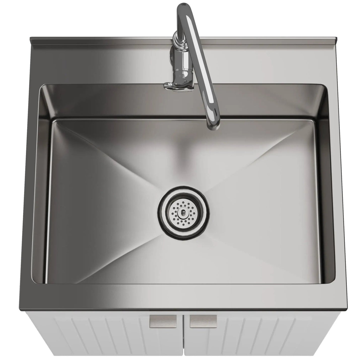 Murphy laundry cabinet with two-door stainless steel sink and chrome faucet on Tampa Home & Garden Store