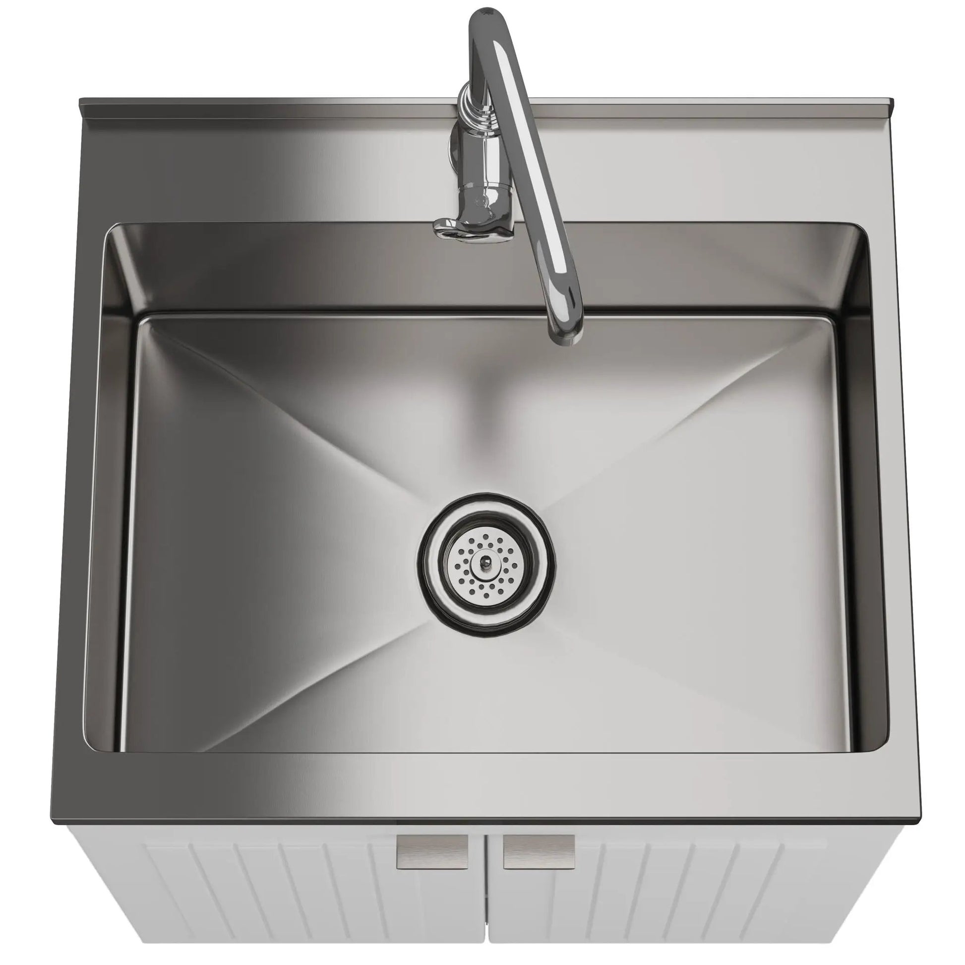 Murphy laundry cabinet with two-door stainless steel sink and chrome faucet on Tampa Home & Garden Store