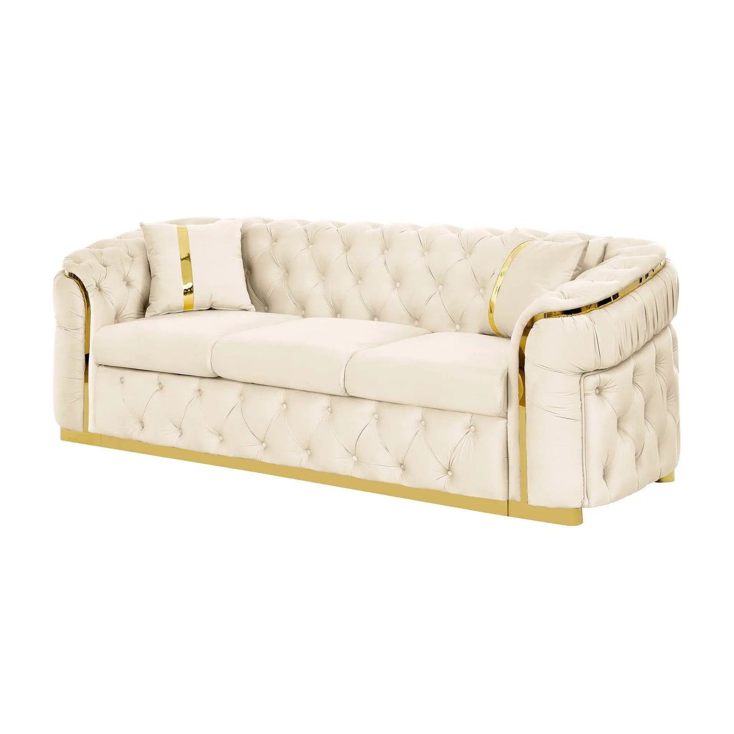 Button Tufted Chesterfield Sofa With 2 Pillows