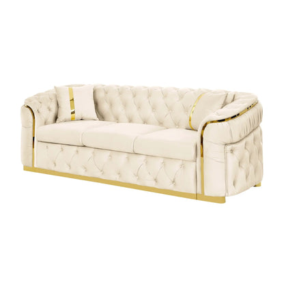 Button Tufted Chesterfield Sofa With 2 Pillows