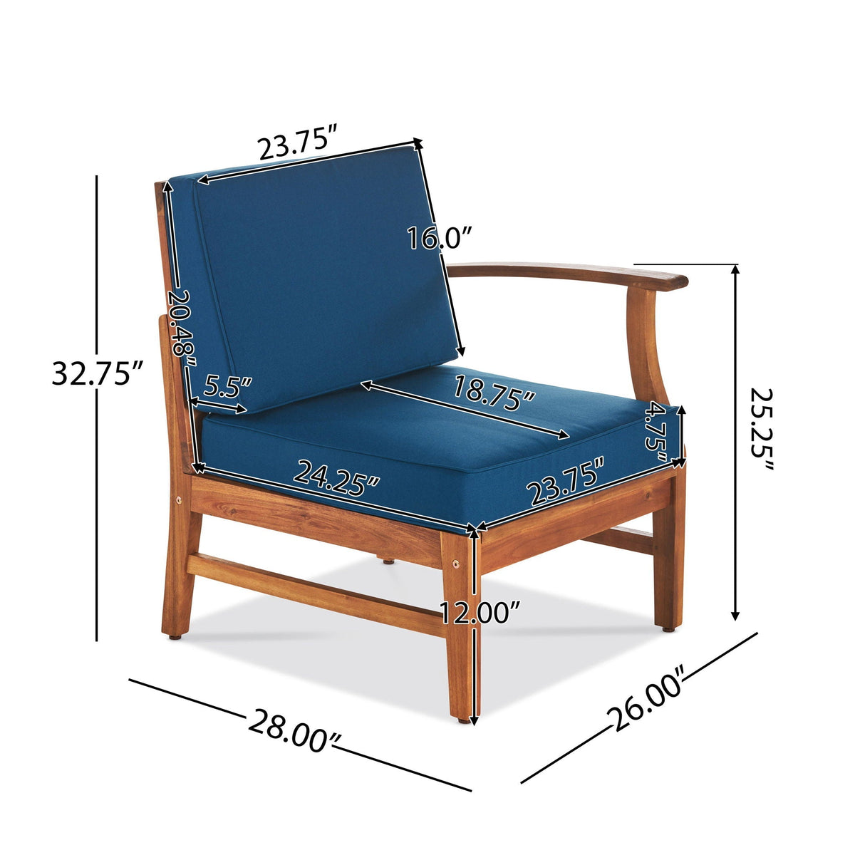 the Perla Acacia Wood Patio Armchair for Outdoors