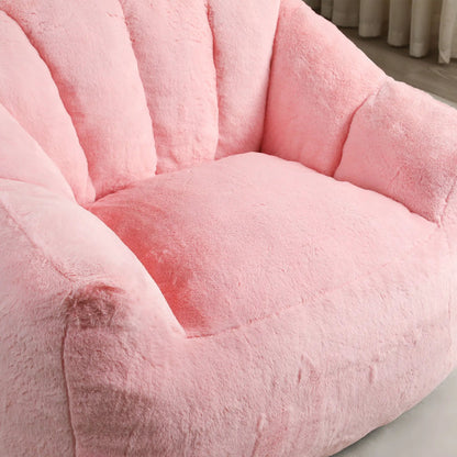 Beanbag chair with armrests in pink plush fabric, filled with high-density foam on Tampa Home & Garden Store