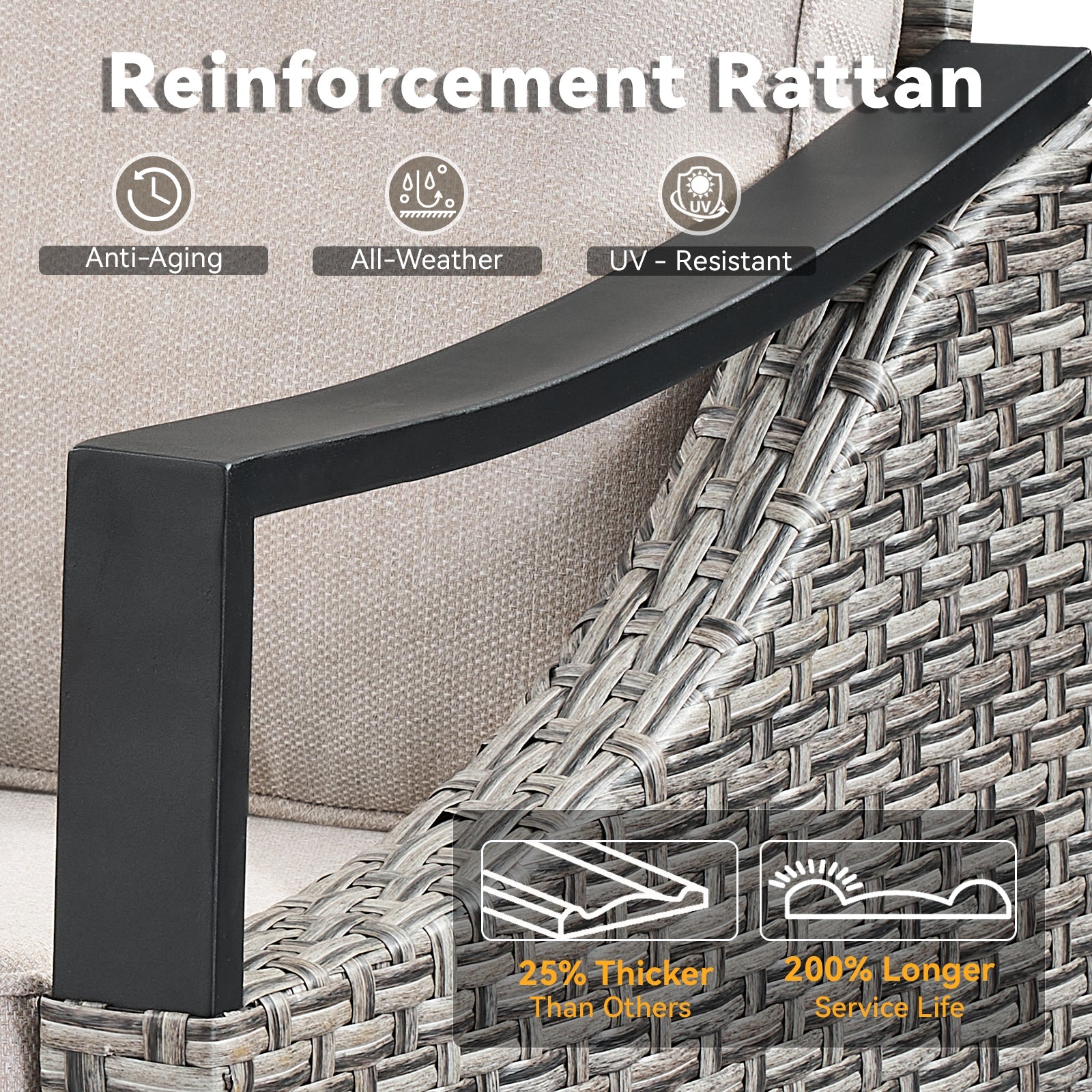 3-Piece Outdoor Conversation Set with Swivel Chairs by HouseOfZazla, reinforced rattan on Tampa Home & Garden Store