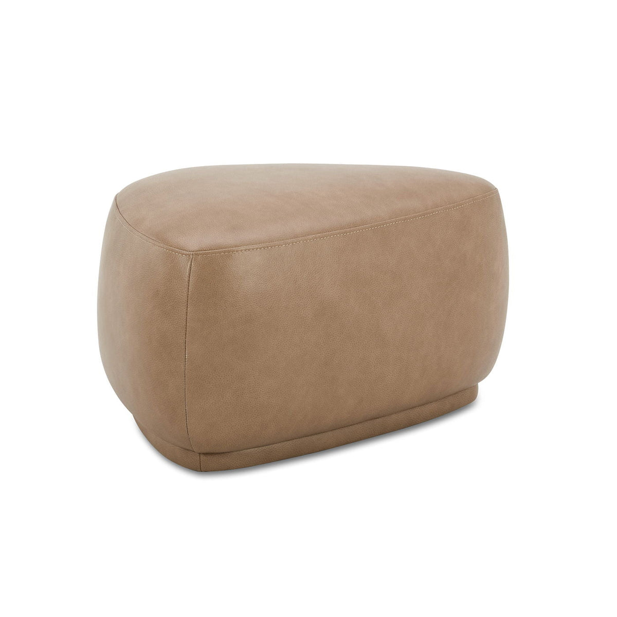 Pebble rounded triangle cocktail ottoman in tan faux leather upholstery for coffee tables on Tampa Home & Garden Store