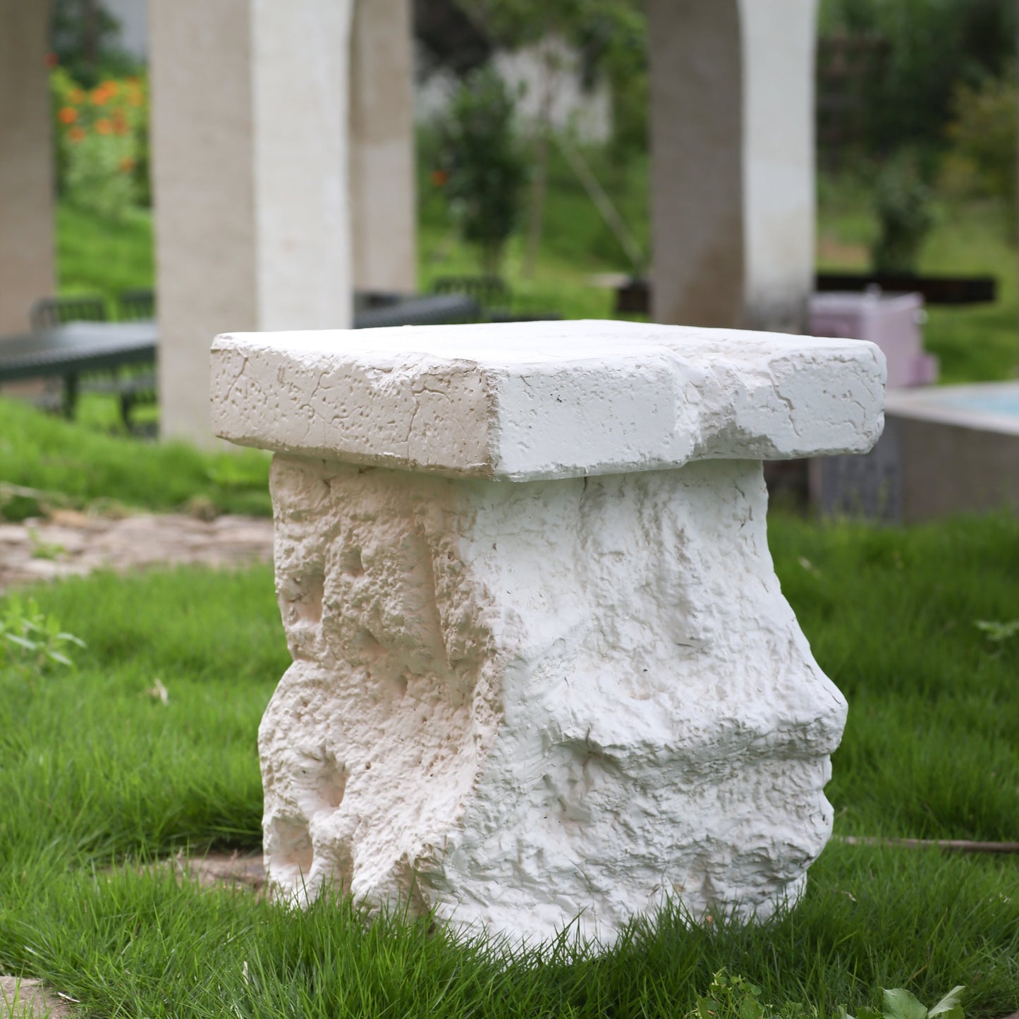 Talia MGO Outdoor Side Table white textured finish HouseOfZazla on Tampa Home & Garden Store