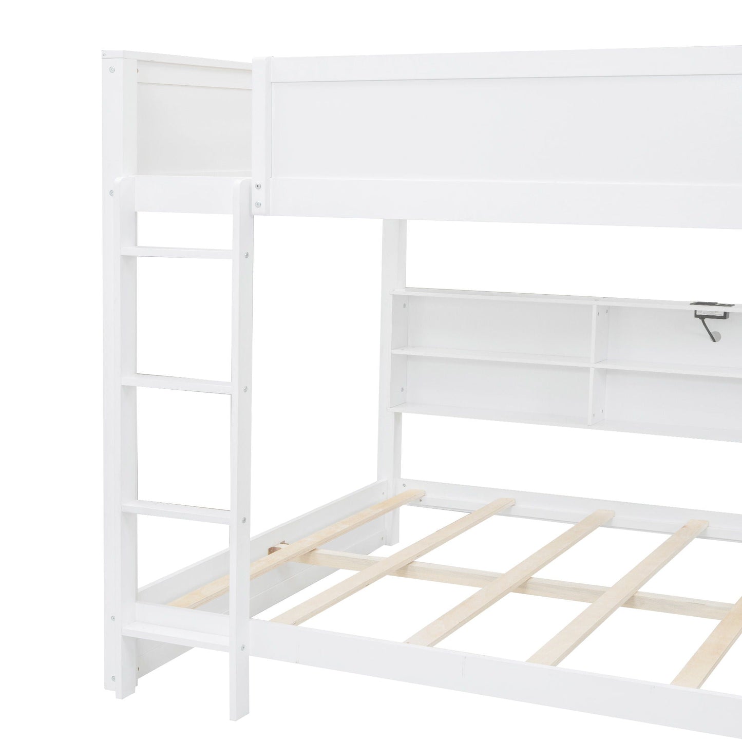 White bunk bed with storage cabinets and USB ports, HouseOfZazla, open shelving on Tampa Home & Garden Store