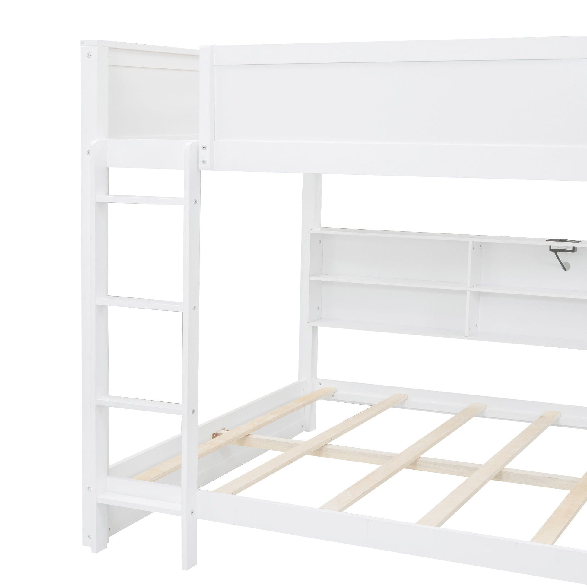 White bunk bed with storage cabinets and USB ports, HouseOfZazla, open shelving on Tampa Home & Garden Store