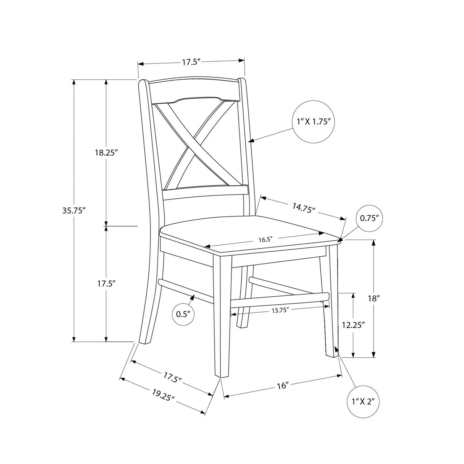 Dining chair set of 2, side chairs with X-back, transitional style by Unique Piece Furniture on Tampa Home & Garden Store