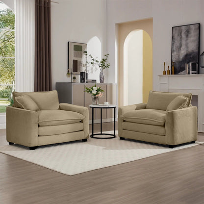 Pair of Modern Classic Fabric Single Chairs with beige cushions by Unique Piece on Tampa Home & Garden Store