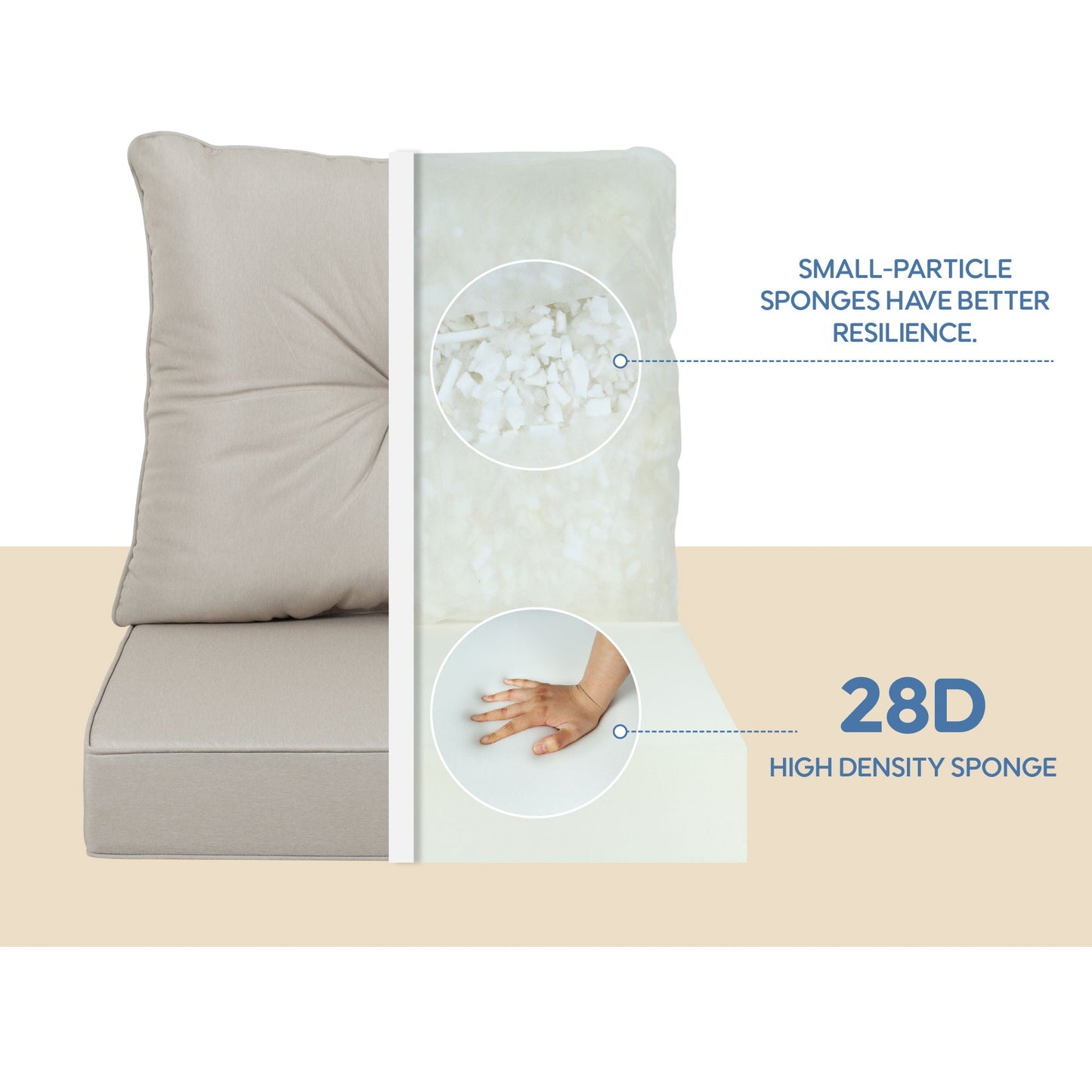 Waterproof Outdoor Deep Seat Cushions for Beige