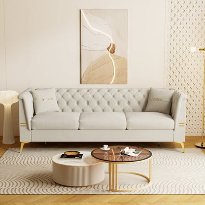 Contemporary Velvet Sofa and Throw Pillows