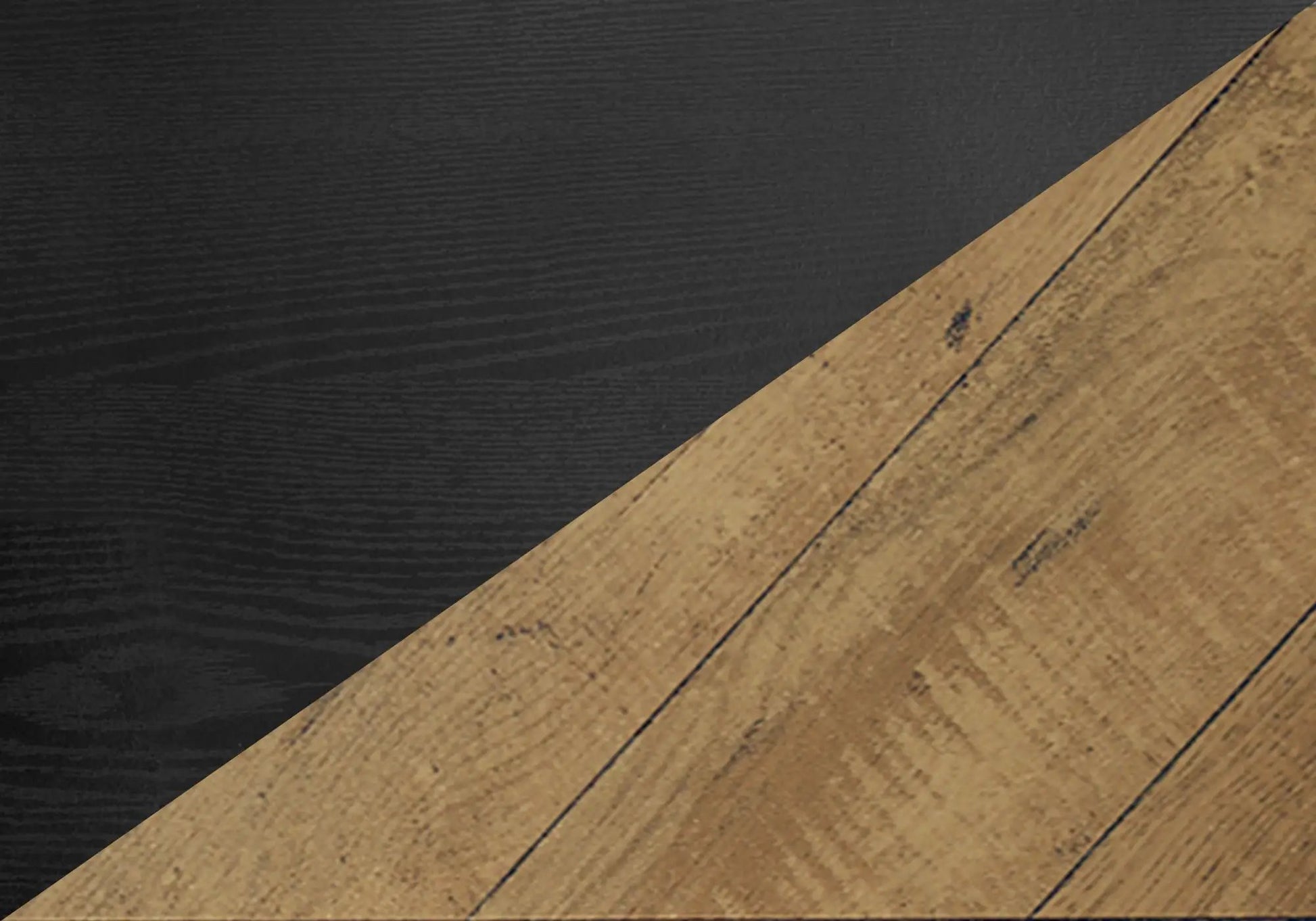 TV stand background texture: black wood grain with diagonal natural wood seam on Tampa Home & Garden Store