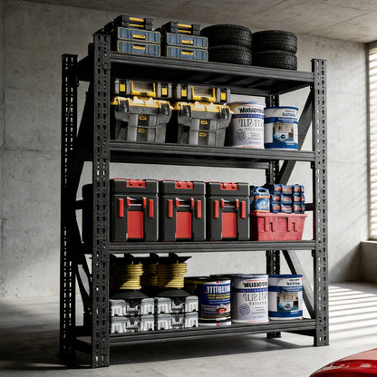 Heavy Duty 4-Shelf Garage Shelving Unit with Adjustable Black Steel Frame HouseOfZazla on Tampa Home & Garden Store