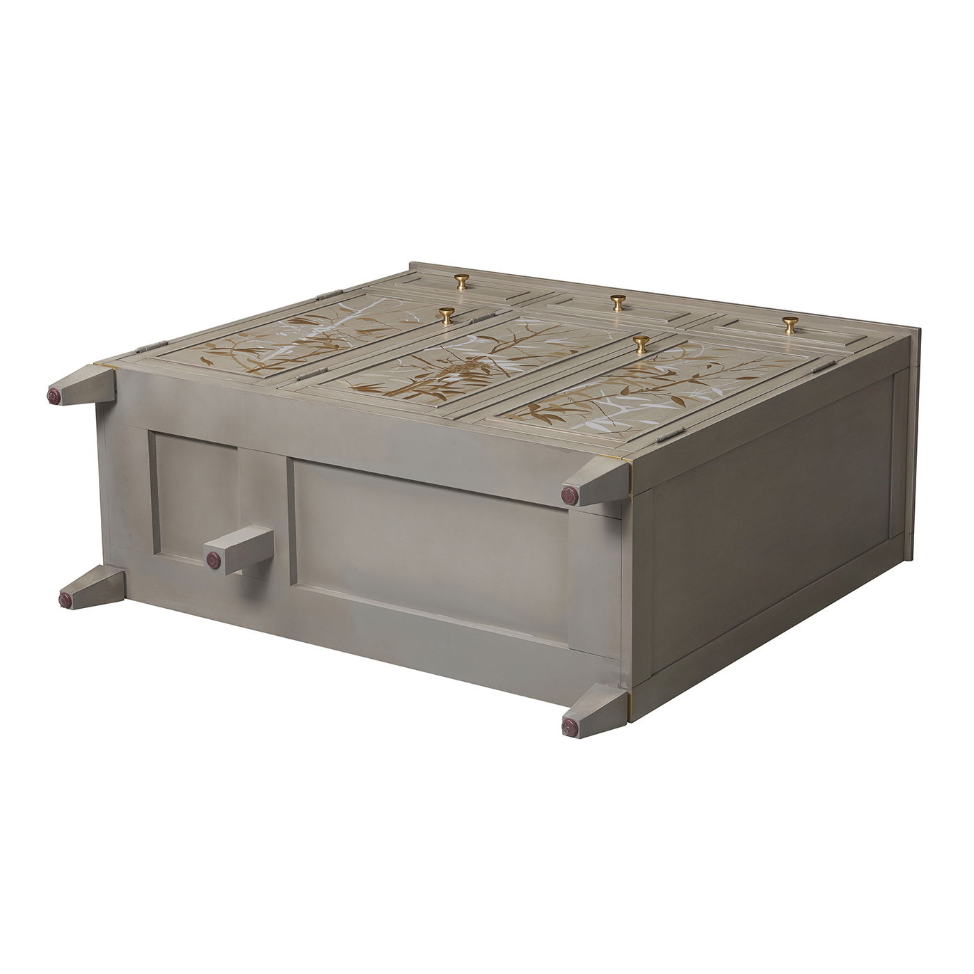 Handpainted Dauphin entryway storage cabinet in gray cashmere by HouseOfZazla with bamboo on Tampa Home & Garden Store
