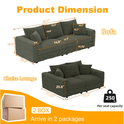 4-seat modern comfy upholstered sofa Cloud Couch in dark gray-green fabric by HouseOfZazla on Tampa Home & Garden Store