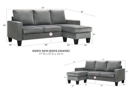 Jessica Reversible Sofa Chaise for Small Homes