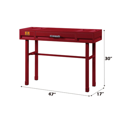 Cargo Vanity Desk With Functional Storage red metal frame with drawer and cubbies on Tampa Home & Garden Store
