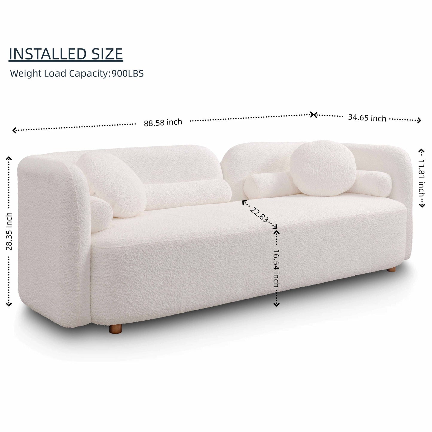 Modern Three Seater Couch And Fluffy Pillows