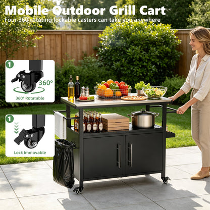 Durable Outdoor Grill Cart and Steel Table Top