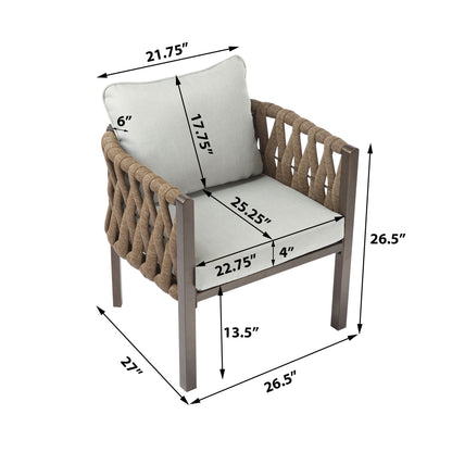 2-Piece outdoor metal patio club chair set with light gray cushions by HouseOfZazla on Tampa Home & Garden Store