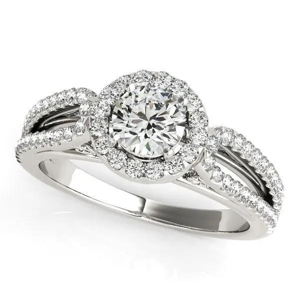 14k white gold diamond engagement ring with teardrop split shank halo, 7/8 cttw on Tampa Home & Garden Store