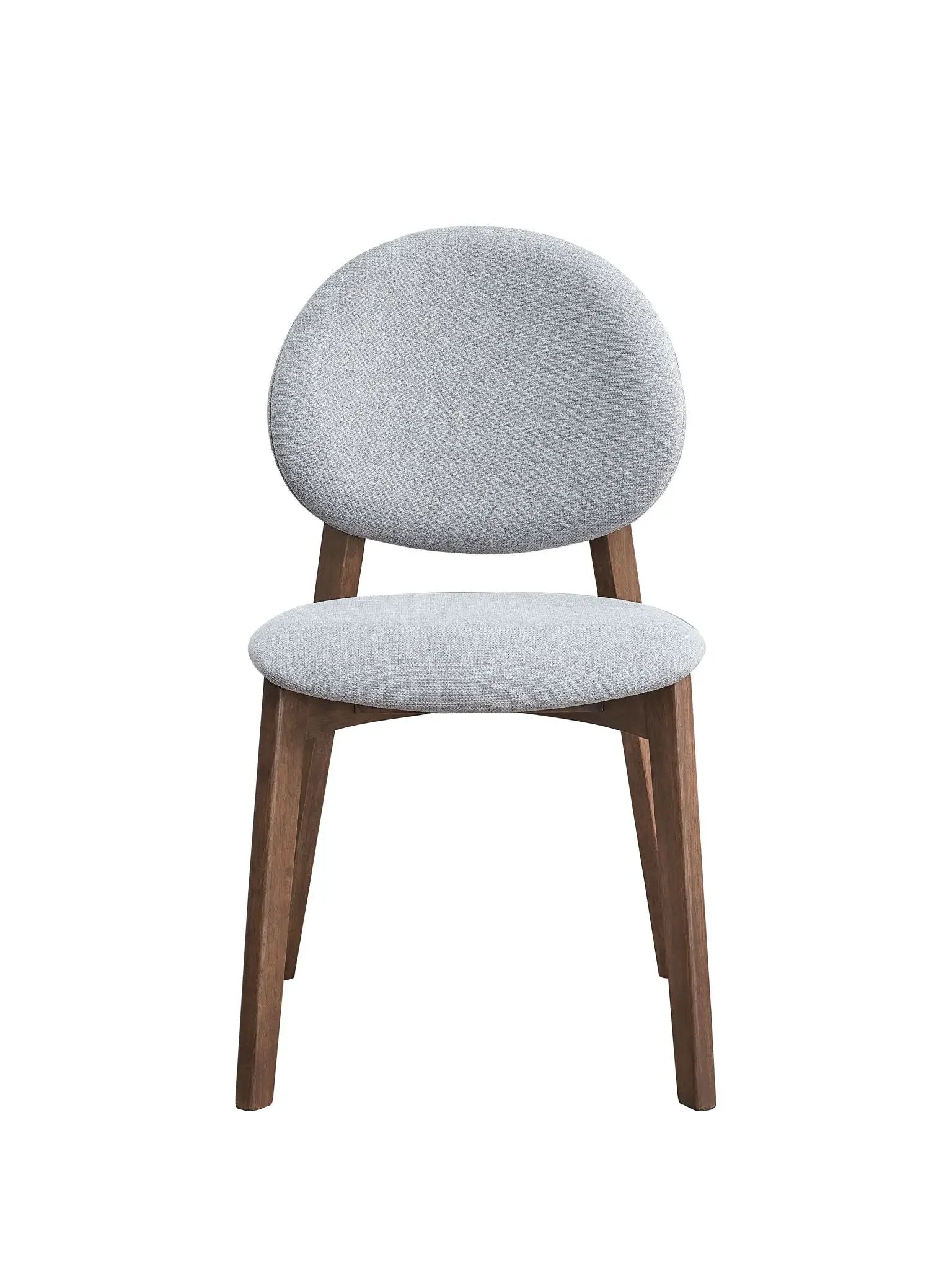 Hadasa side chair set of 2 in gray upholstery with rounded back and wooden legs on Tampa Home & Garden Store
