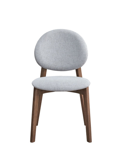 Hadasa Side Chair set of 2; light gray upholstery with rounded back and wooden legs on Tampa Home & Garden Store
