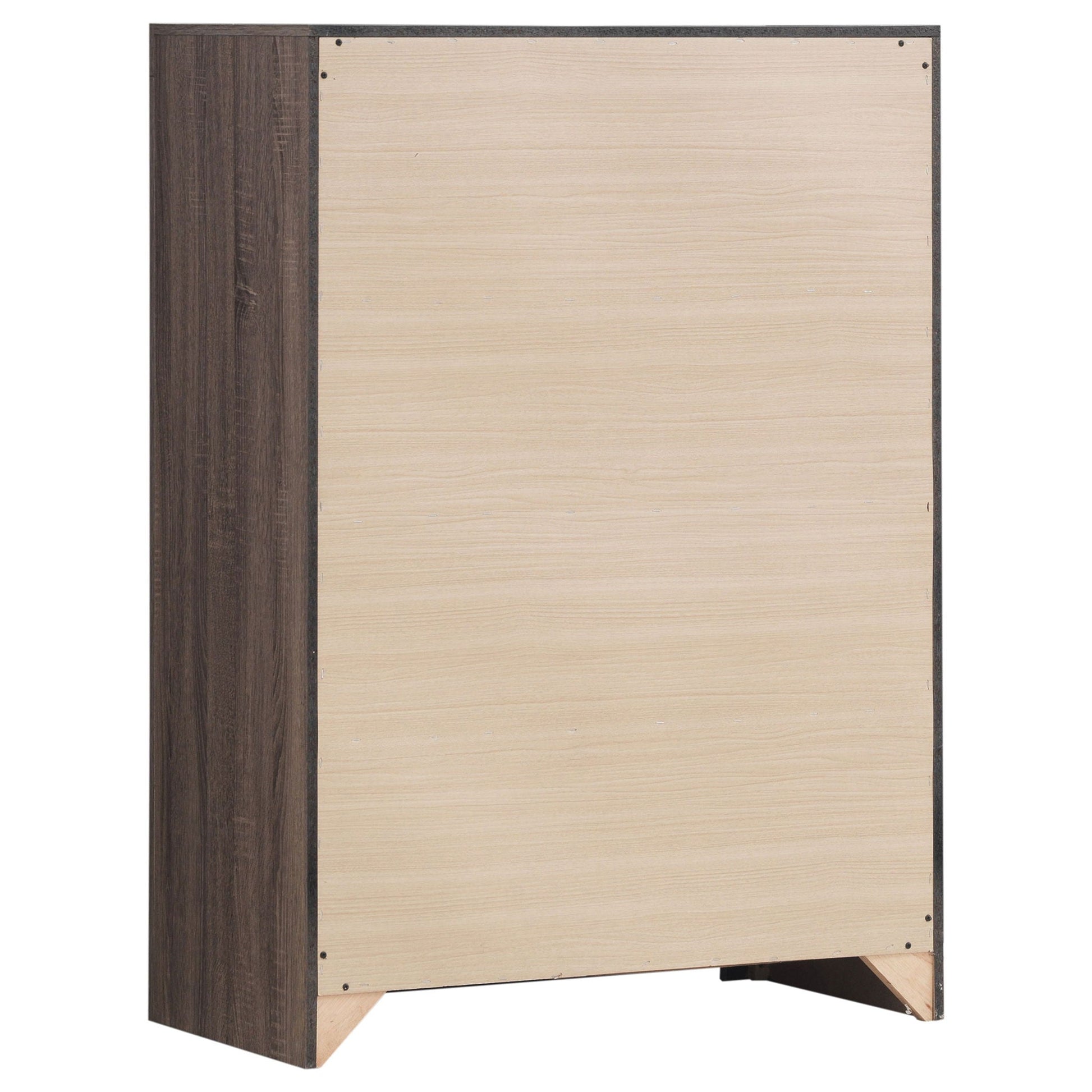 Geary slatted headboard panel bedroom set in dark frame with light wood panels HouseOfZazla on Tampa Home & Garden Store