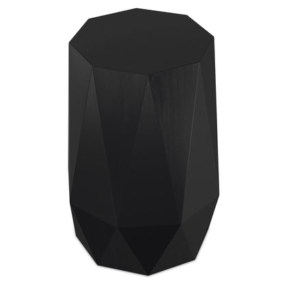 Solid acacia wood side table by HouseOfZazla with sculptural faceted black silhouette on Tampa Home & Garden Store